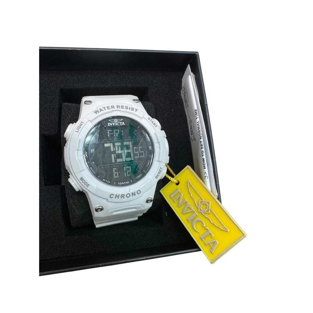 Invicta Mens Chrono Digital White‎ Resin Sport Watch 10ATM Water Resist New